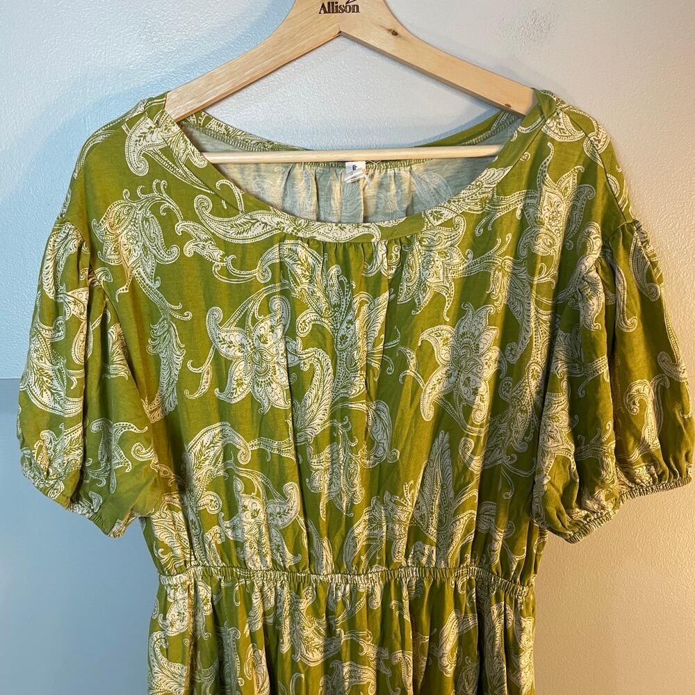 Daily Practice by Anthropologie Green Floral Paisley Mini Dress SZ Large EUC - Picture 5 of 16